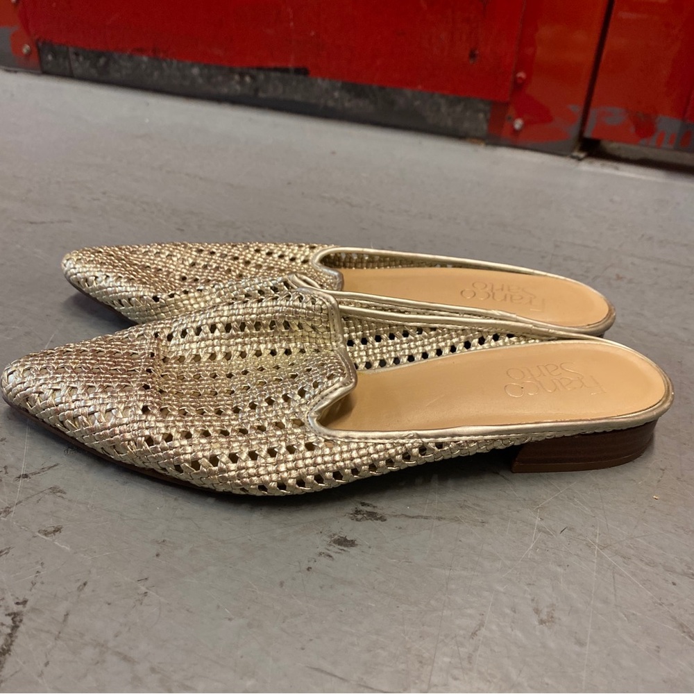 Franco Sarto Women’s Metallic Gold Woven Pointed-Toe Mule | Size 38 - Picture 2 of 5